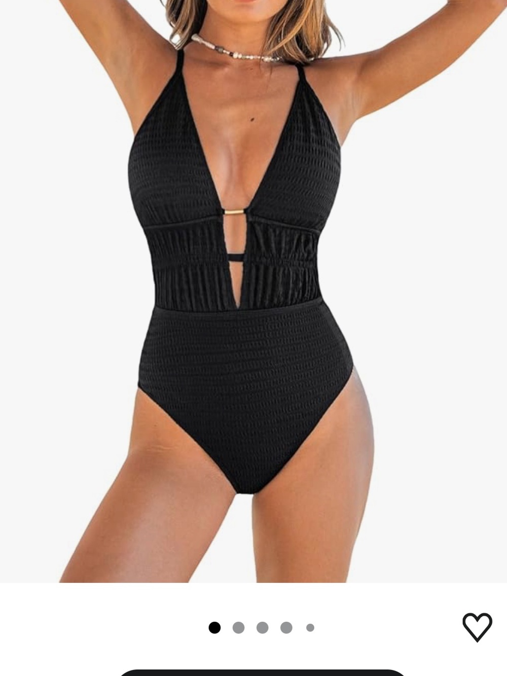 NWT Cupshe Black Textured One-Piece Swimsuit - Women